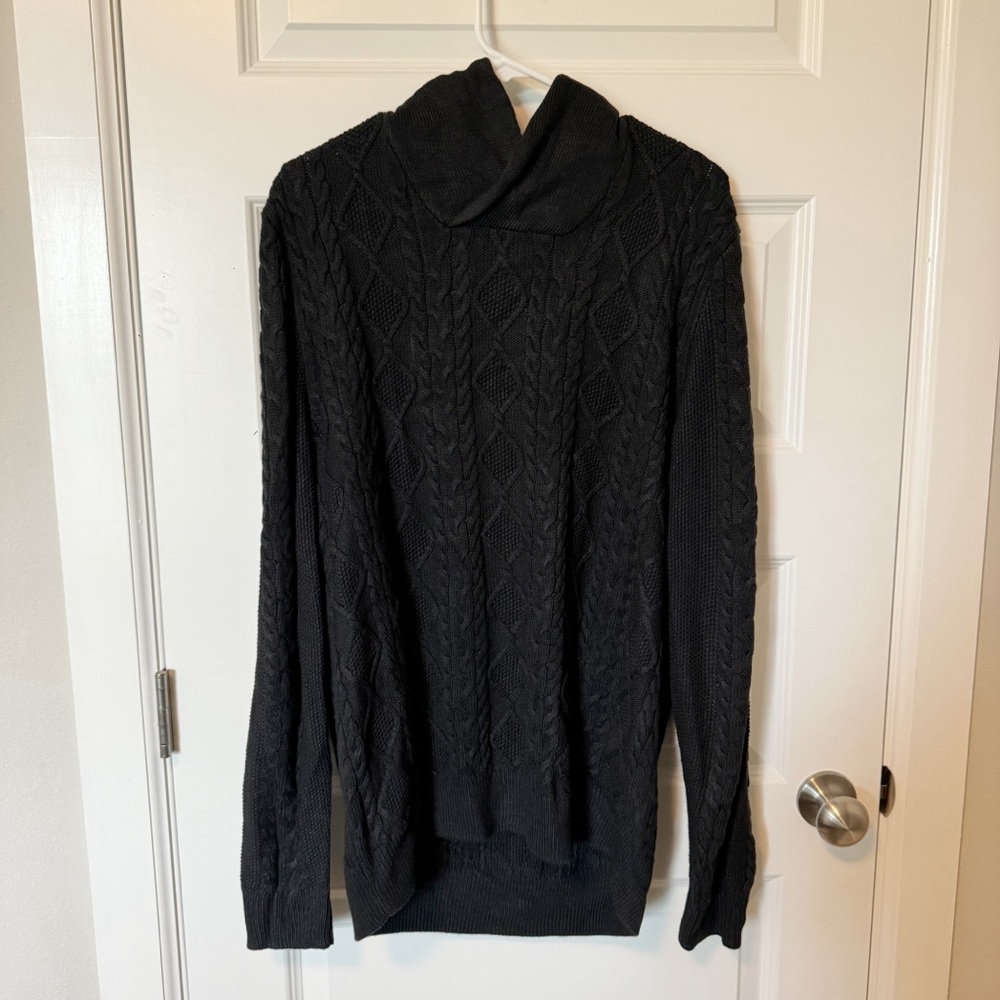 Men’s Shawl Collar Knit Black Sweater Size L